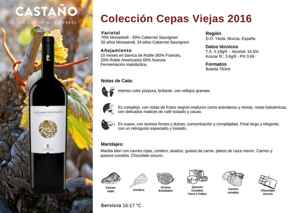 CASTAÑO VINO TINTO COLECCION CEPAS VIEJAS ESTUCHE CAJA MADERA 6 BOTELLAS [CSTCC6B]