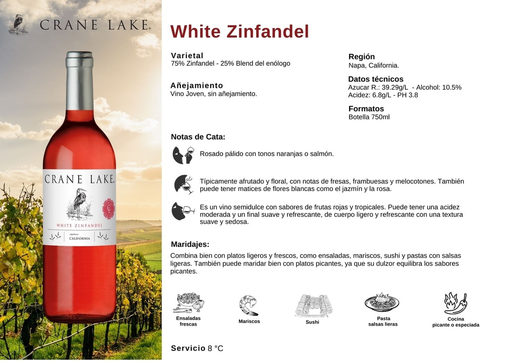 CRANE LAKE CELLARS VINO ROSADO WHITE ZINFANDEL 1500ML [CLWZ1500]